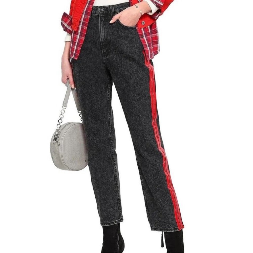 Rag & Bone Ankle Straight Leg Jeans Red Tuxedo Double Side Stripes